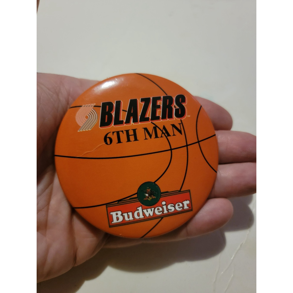 3" Budweiser Blazers 6th Man Portland Trailblazer beer cello pinback button